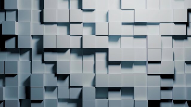 Architect Explores Tessellated Facade Pattern. Study Of Modular Wall With Dynamic Depth And Shadow