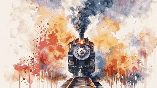 vintage Steam Train isolated watercolor vector illustration svg