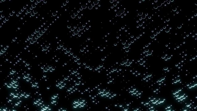 Blue Shimmer Particles. Field Of Teal Particles Softly Drifting Over Dark Surface Creating Visual Depth