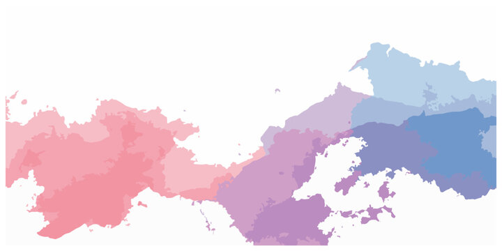 Abstract watercolor map vector illustration of Europe with geography borders and paint design elements on a world atlas continent silhouette