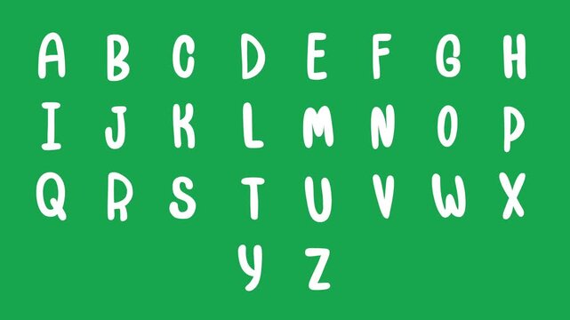 Hand Drawn White Alphabet Animated Effect Pack on Green Screen Overlay
