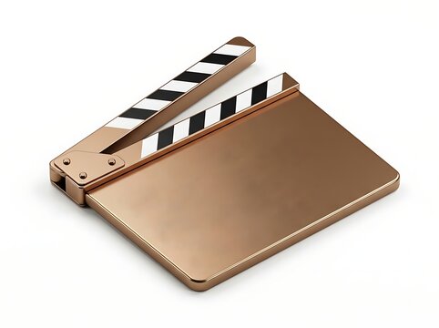 Isometric movie clapperboard icon for film production and video editing projects isolated on white background