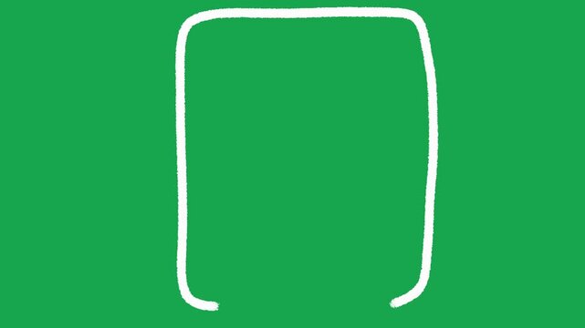 Hand Drawn White Chalk Rounded Rectangle Frame Overlay on Green Screen
