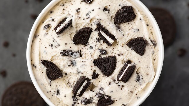Delicious oreo cookie ice cream treat local ice cream shop food photography indoor setting close-up view indulgent dessert concept for sweet lovers