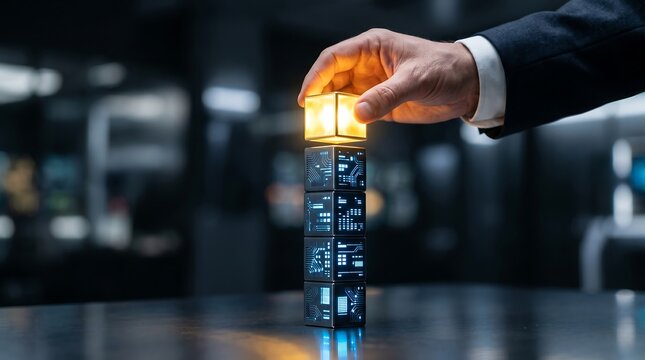 Innovation business strategy architecting future technology solutions, symbolizing digital transformation, data analytics, and intelligent system development concept.