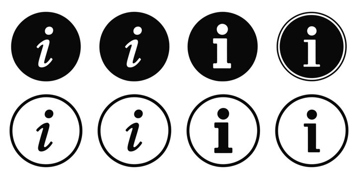 Information info sign, info symbol flat style, information icon set for UI design, help support notification and guidance vector illustration.