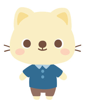 ポロシャツ姿の猫　動物　イラスト