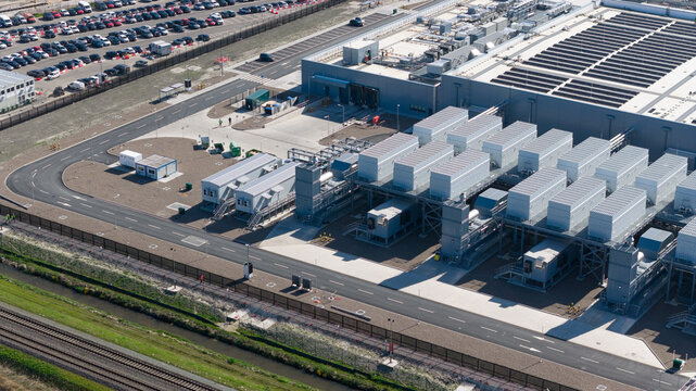 Aerial View of Data Center Emergency Power Generators