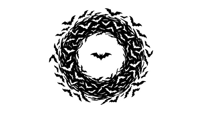 Flock of birds flying in circular formation.