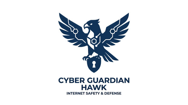 Cyber Guardian Hawk Internet Safety Defense Logo.
