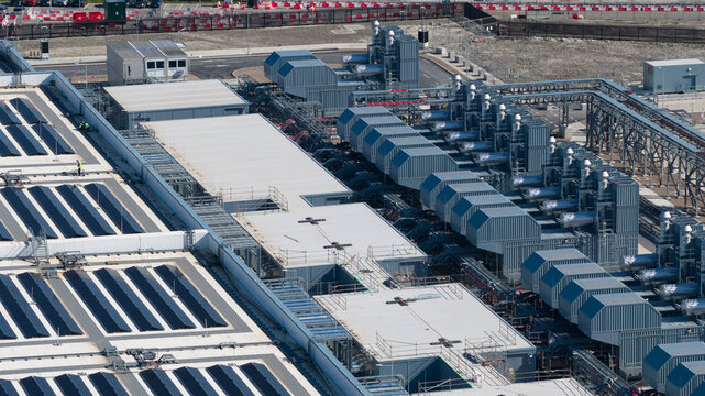 Aerial View of Data Center Emergency Power Generators