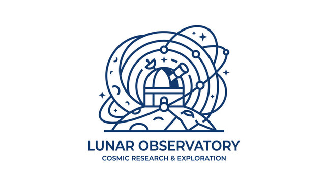 Lunar observatory cosmic research logo design.