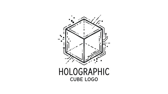 Holographic cube logo design concept.