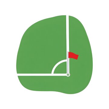 Corner kick area of a soccer field with a red flag