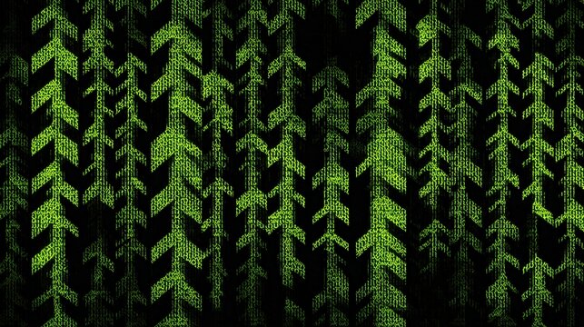 Green Digital Matrix with Binary Code Patterns