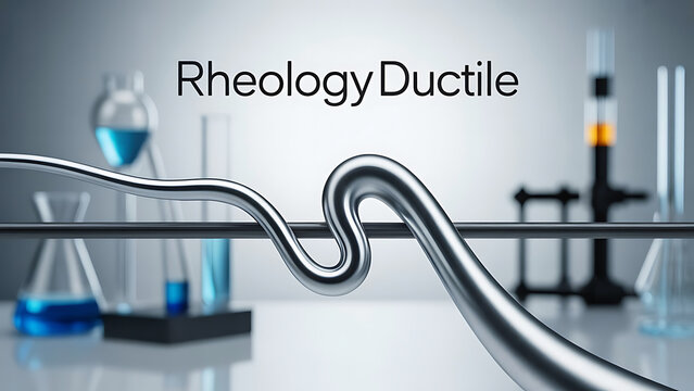 Metal material science laboratory equipment with rheology ductile test setup and various glassware  science and research concept