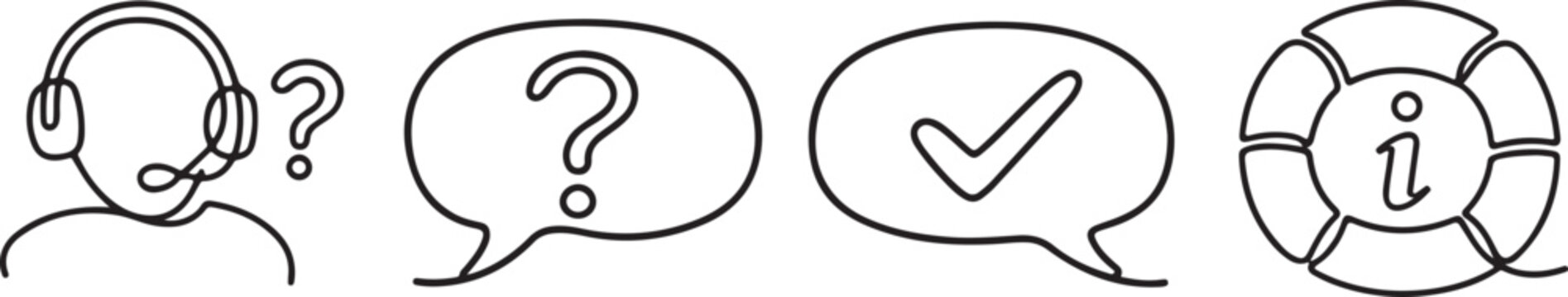 QA chat bubble icon collection for support center customer assistance and problem solving