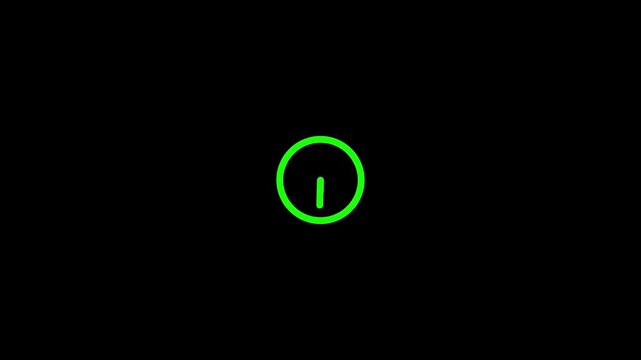 Neon Green Clock Isolated on Black Background Minimalist Time Concept Digital Countdown Timer Modern Flat Motion for Apps Websites Presentations and Tech Interfaces