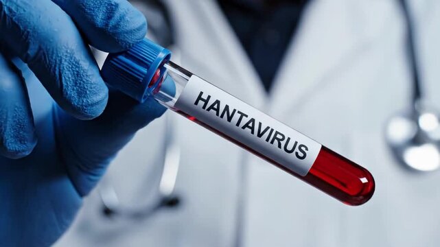 Hantavirus Blood Test Sample in Laboratory, Viral Infection Diagnosis, Medical Research and Healthcare Testing Concept