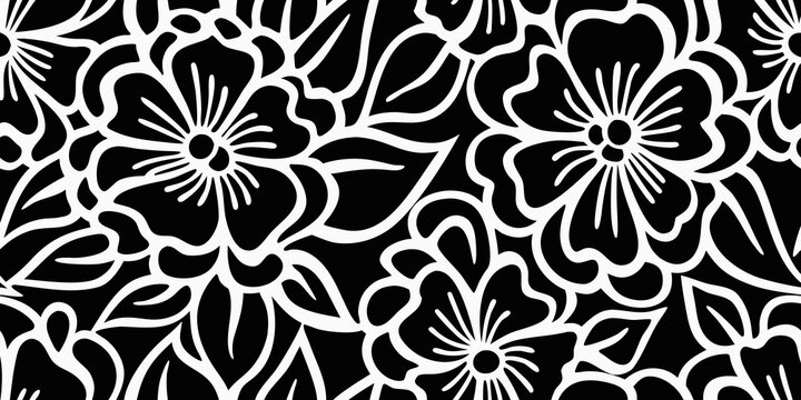 black and white floral pattern bold high contrast design