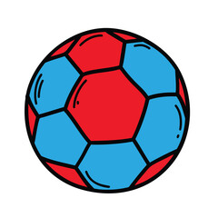 Fototapeta premium Colorful doodle style soccer ball illustration.