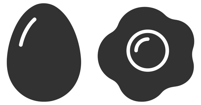 egg and fried egg icons vector illustration on transparent background