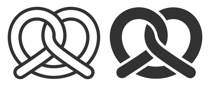 black and white pretzel icon set vector illustration on transparent background