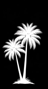 Two white stylized palm trees on a black background