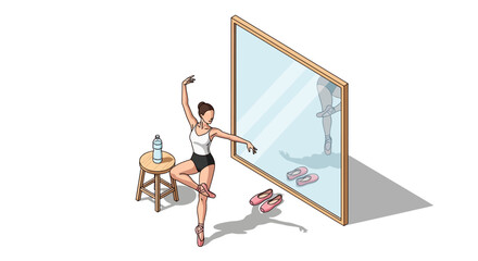 Elegant ballerina practicing in front of mirror with ballet slippers © Mark