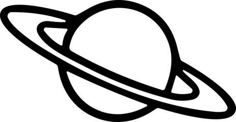 Saturn planet icon, simple line art illustration, space and cosmos concept © kumara