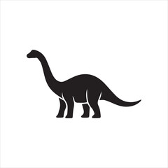 Brontosaurus dinosaur silhouette on white background vector icon prehistoric animal © CHONDON