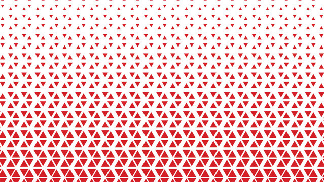 Abstract red triangle halftone gradient pattern on white background