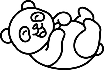 Cute panda illustration, playful cartoon bear lying on its back, simple line art. © kumara