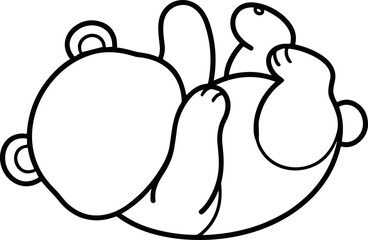 Cute bear cub lying on its back, playful cartoon style, simple outline illustration © kumara