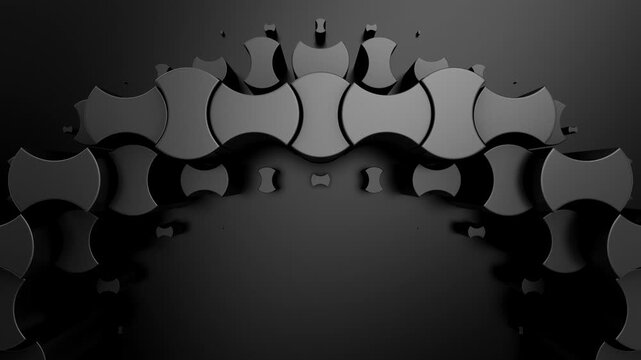 Geometric Shapes Form a Wave. Abstract motion, two color, 3d rendering, 4k resolution
