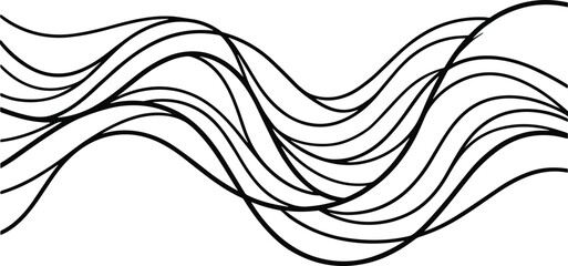Fototapeta premium Abstract Black Wavy Lines Seamless Pattern Background