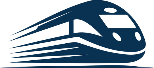 Sleek modern blue highspeed train vector icon symbolizing rapid transportation and efficient journey on transparent background © MD HASAN