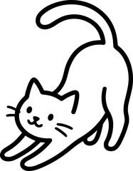 Cute cartoon cat stretching, playful and happy, simple line art illustration © kumara