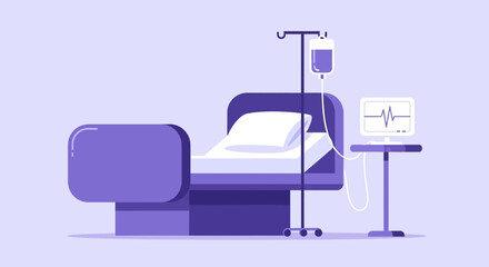 Fototapeta premium Medical Bed Depiction Illustrates Healthcare, Treatment, And Hospitalization Visualization