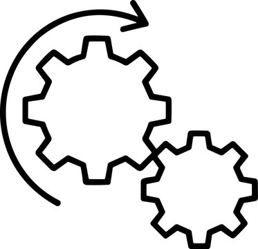 Interlocking Gears with Rotation Symbol - Mechanical Engineering Concept Icon