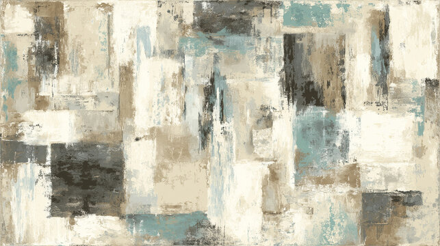 Abstract grunge painting texture in blue beige and rust