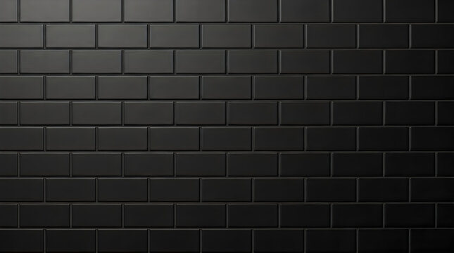 Background texture of dark black subway wall tiles for modern luxury interior design and professional architectural wallpaper backdrop 4k high quality surface stone pattern hd res
