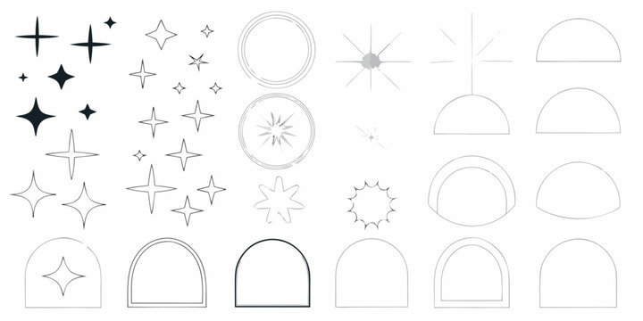celestial frames and stars minimalist line art