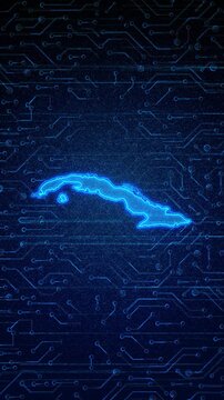 4K Resolution, Cuba Country Digital Electric Futuristic Technology Map, Suitable for Tech events, Science, Politics, Elections, News and Sports Events