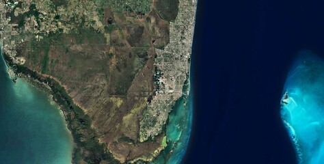 Naklejka premium Miami and Everglades Satellite Image, Florida USA