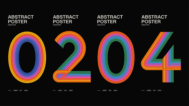 abstract poster numbers colorful striped graphic design artwork typography text digit number font pattern modern creative visual element background black contrast