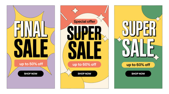 sale advertisement posters vector final super special offer discount shop now text graphic promotion marketing retail commercial deal percentage off button