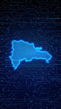 4K Resolution, Dominican Republic Country Digital Electric Futuristic Technology Map, Suitable for Tech events, Science, Politics, Elections, News and Sports Events