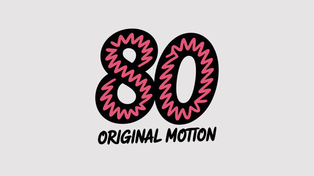 number eighty with pink zigzag pattern digit numeric symbol graphic design vector illustration icon textured bold stylish modern artistic decoration logo