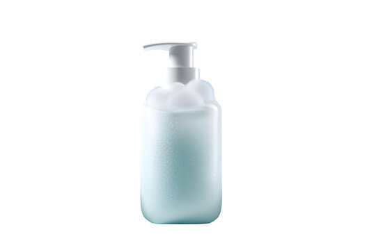 Frosted glass bottle of foaming facewash with pump dispenser